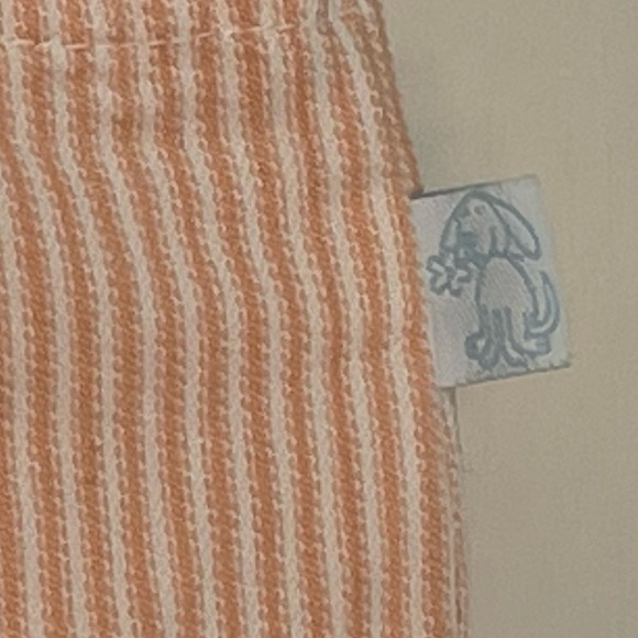 Covington Kids Striped Embroidered Shortalls Peach Cotton Denim Unisex 12M - Picture 6 of 14